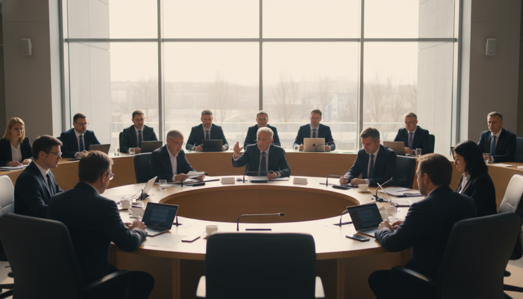 A serene legislative assembly room set within a modern government building, showcasing a diverse group of politicians engaged in a focused discussion. In the foreground, a senior politician, dressed in a tailored suit, gestures passionately, symbolizing reform and continuity. In the middle, a round table is surrounded by representatives from different ethnic backgrounds, all in professional attire, holding documents and digital devices that represent progressive policies. The background features large windows allowing warm, natural light to flood the space, enhancing a sense of hope and renewal. Soft shadows create a calm atmosphere, conveying a mood of collaboration and determination as the nation prepares for the upcoming 2024 elections, signifying a pivotal moment in its political landscape. A serene legislative assembly room set within a modern government building, showcasing a diverse group of politicians engaged in a focused discussion. In the foreground, a senior politician, dressed in a tailored suit, gestures passionately, symbolizing reform and continuity. In the middle, a round table is surrounded by representatives from different ethnic backgrounds, all in professional attire, holding documents and digital devices that represent progressive policies. The background features large windows allowing warm, natural light to flood the space, enhancing a sense of hope and renewal. Soft shadows create a calm atmosphere, conveying a mood of collaboration and determination as the nation prepares for the upcoming 2024 elections, signifying a pivotal moment in its political landscape.