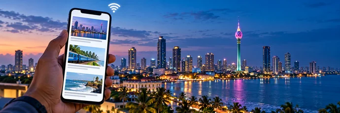Digital Sri Lanka mobile news and Colombo skyline – SEO Company Sri Lanka